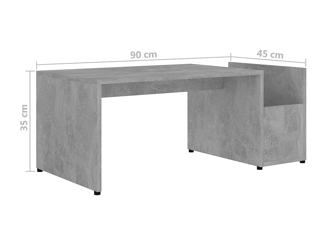 Salontafel 90x45x35 cm bewerkt hout betongrijs