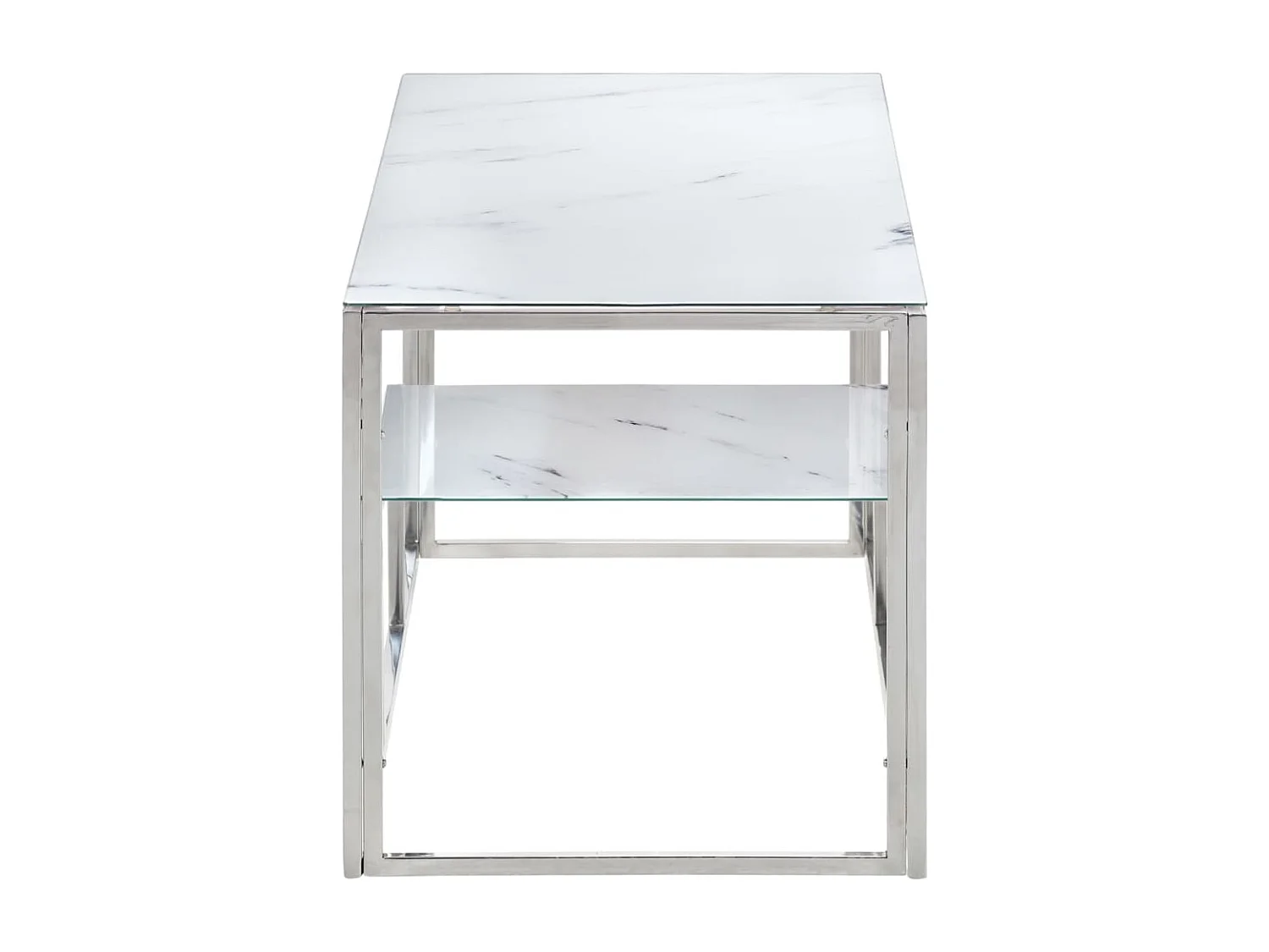 Table basse argenté acier inoxydable et verre trempé