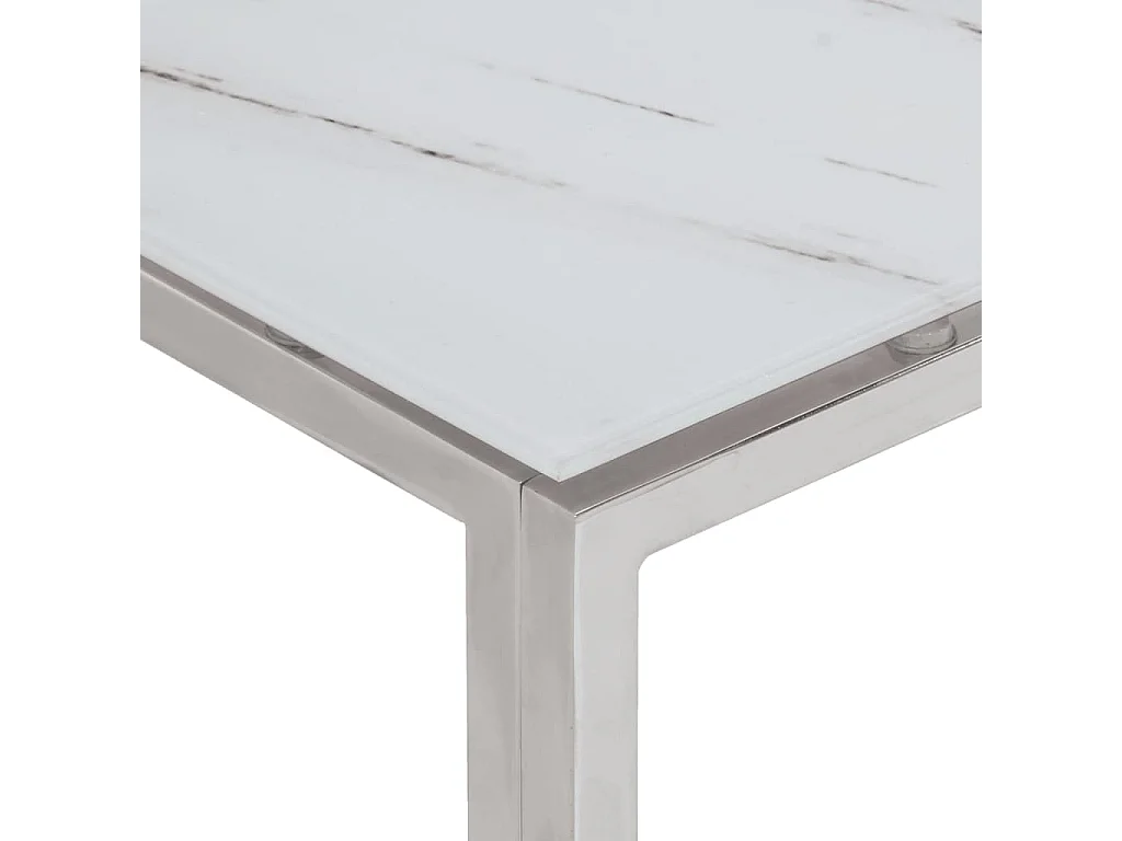 Table basse argenté acier inoxydable et verre trempé