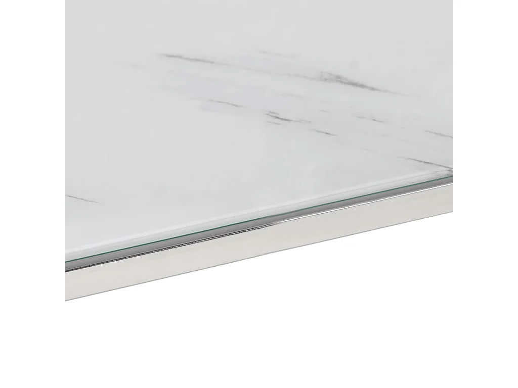 Table basse argenté acier inoxydable et verre trempé