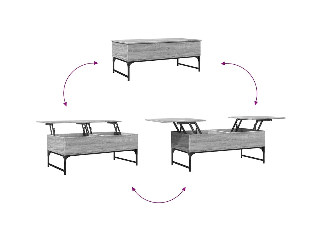 Mesa de centro 100x50x40cm deriv. madeira/metal cinzento sonoma