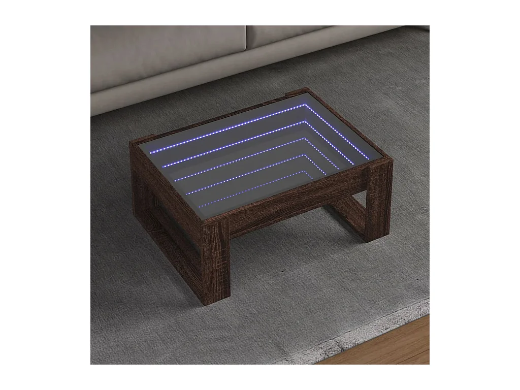 Table basse avec LED infini chêne marron 70x53x30 cm