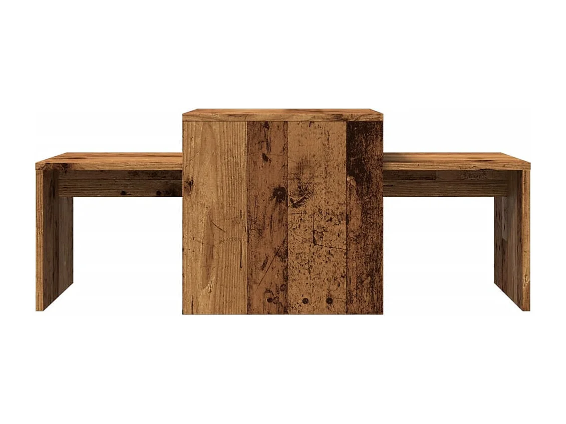 Salontafelset 100x48x40 cm bewerkt hout oud houtkleurig