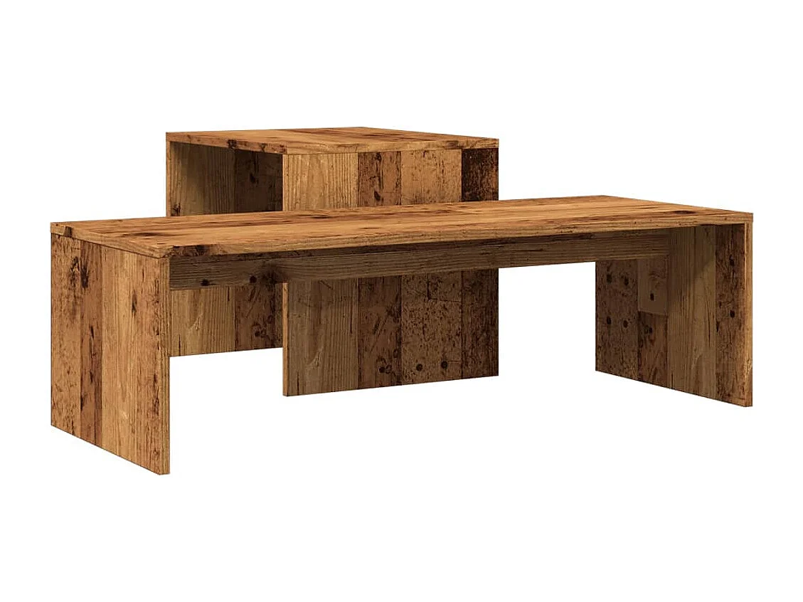 Salontafelset 100x48x40 cm bewerkt hout oud houtkleurig
