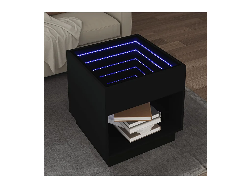 Table basse avec LED infini noir 50x50x50 cm