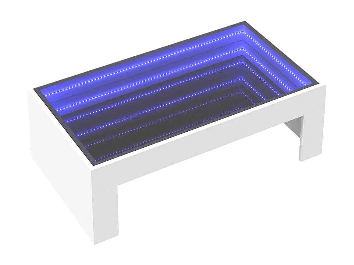 Table basse avec LED infini blanc 90x50x30 cm