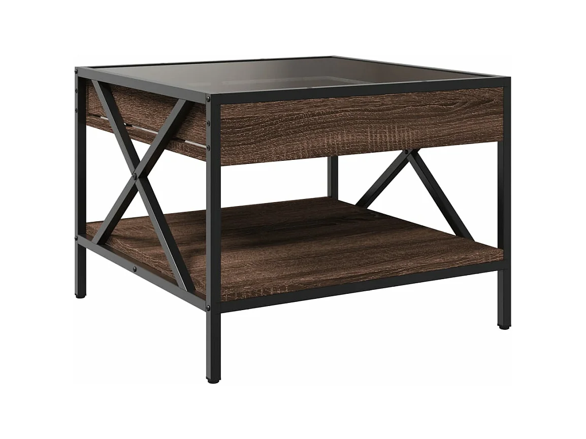 Table basse avec LED Infinity chêne marron 50x50x38 cm