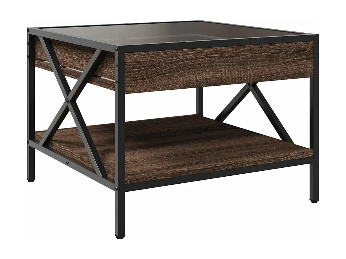 Mesa de centro con Infinity LED marrón roble 50x50x38 cm