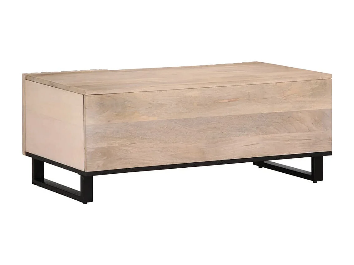 Table basse blanc 100x55x40 cm bois de manguier massif
