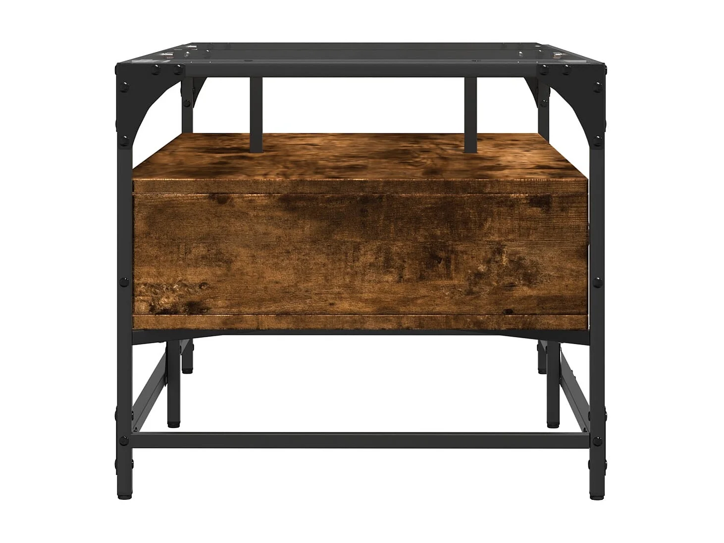 Table basse avec dessus en verre chêne fumé 98,5x50x45 cm acier