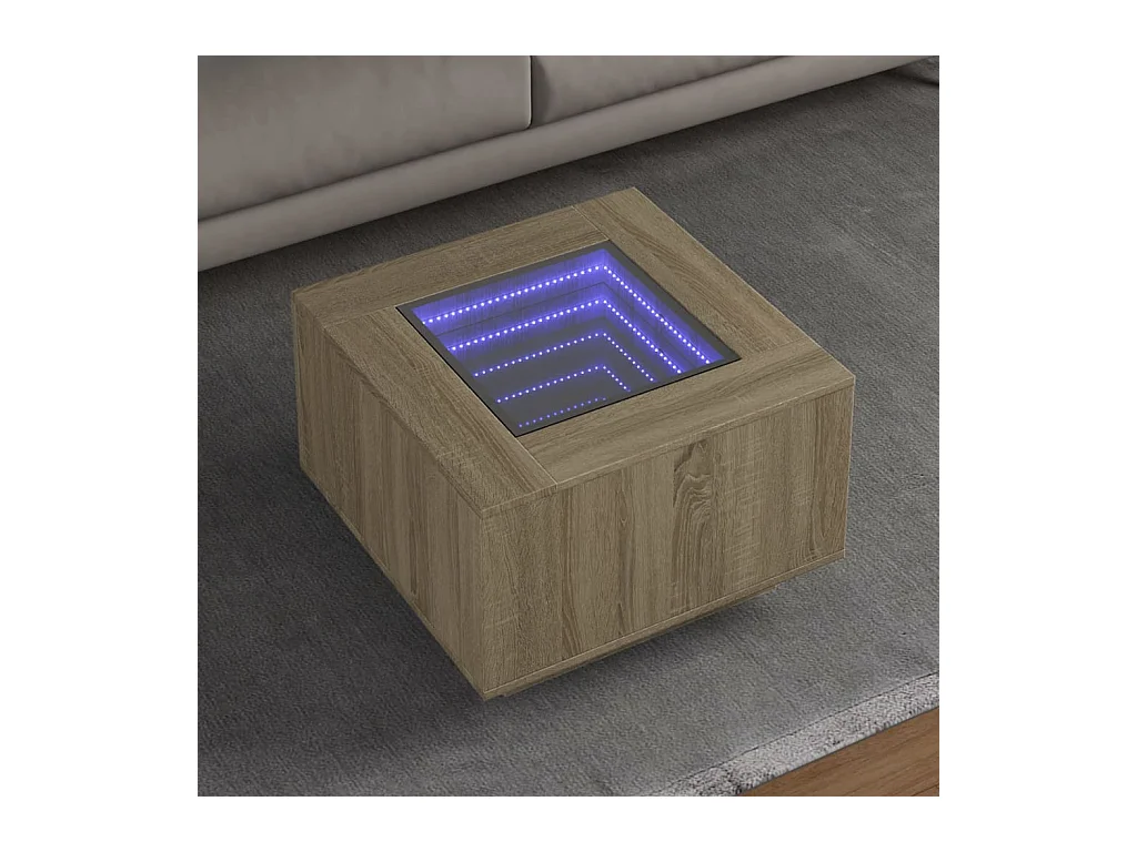 Table basse avec LED chêne sonoma 60x60x40 cm bois d'ingénierie