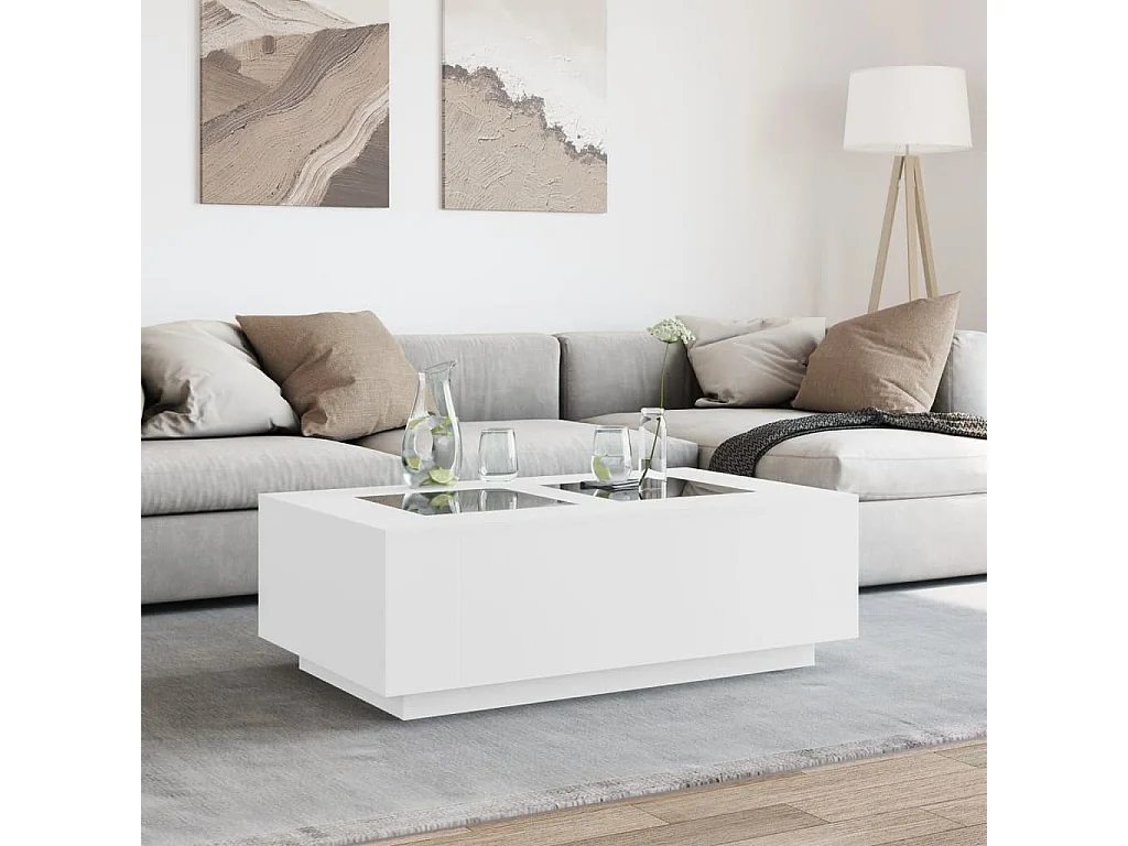 Table basse avec LED infini blanc 116x69x40 cm