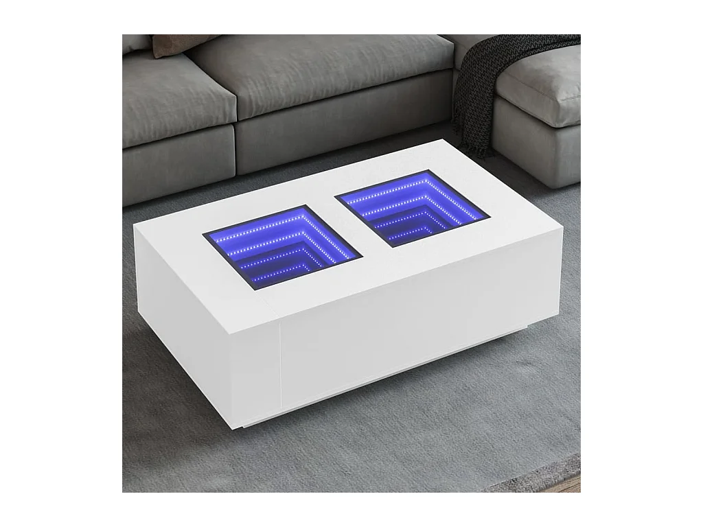 Table basse avec LED infini blanc 116x69x40 cm