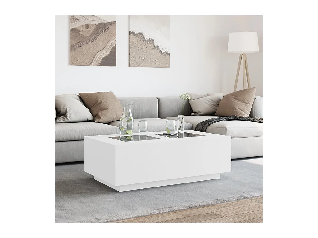 Table basse avec LED infini blanc 116x69x40 cm