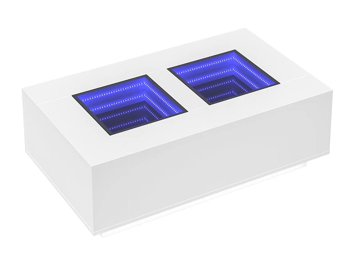 Table basse avec LED infini blanc 116x69x40 cm