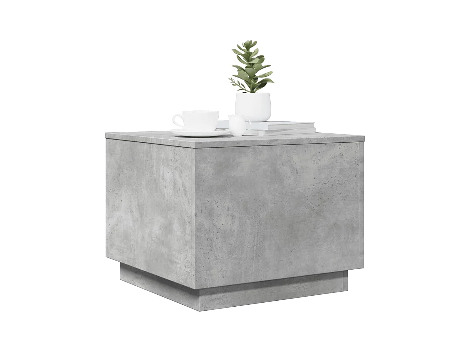 Table basse avec lumières LED gris béton 50x50x40 cm