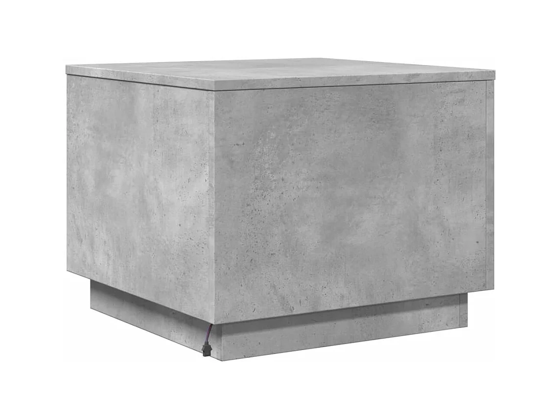 Table basse avec lumières LED gris béton 50x50x40 cm