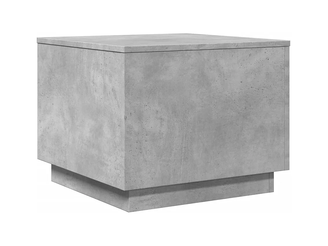 Table basse avec lumières LED gris béton 50x50x40 cm