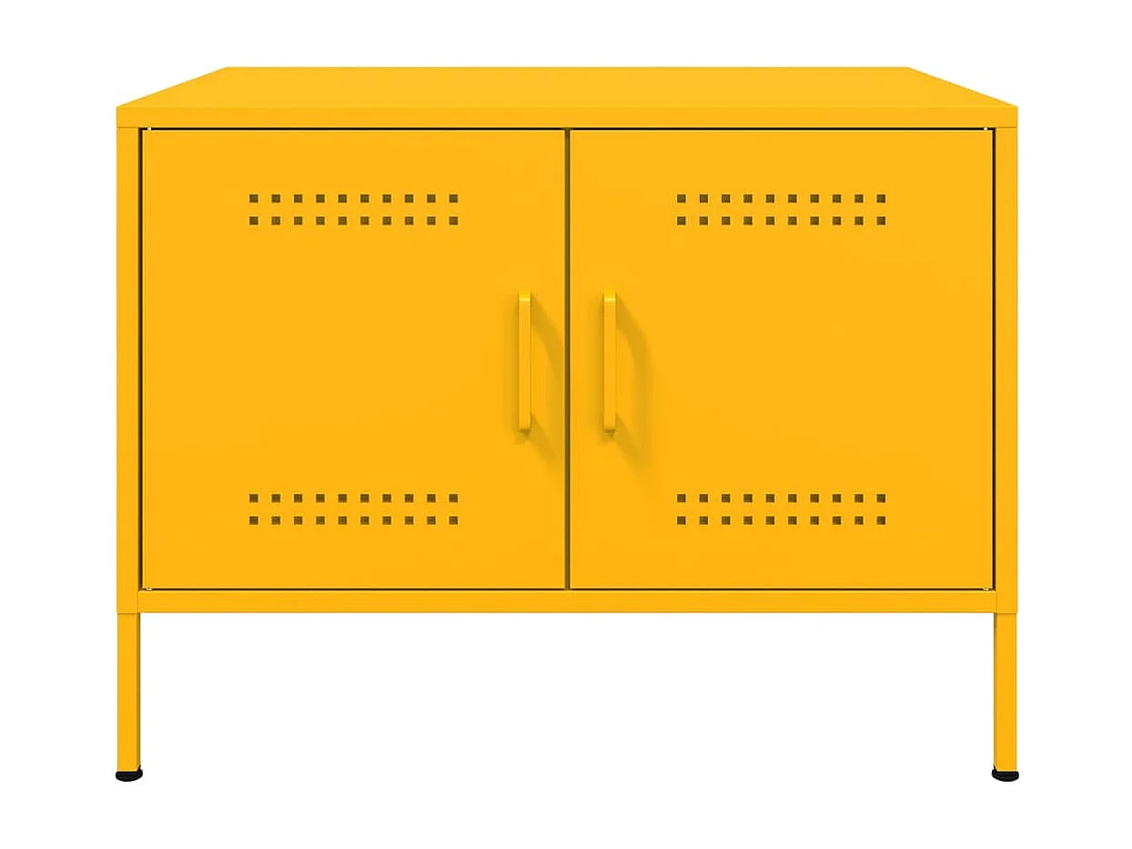 Table basse jaune moutarde 68x50x50,5 cm acier laminé à froid