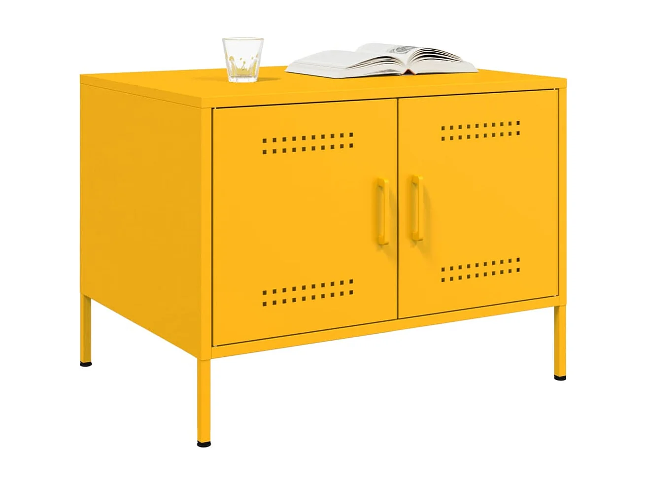 Table basse jaune moutarde 68x50x50,5 cm acier laminé à froid