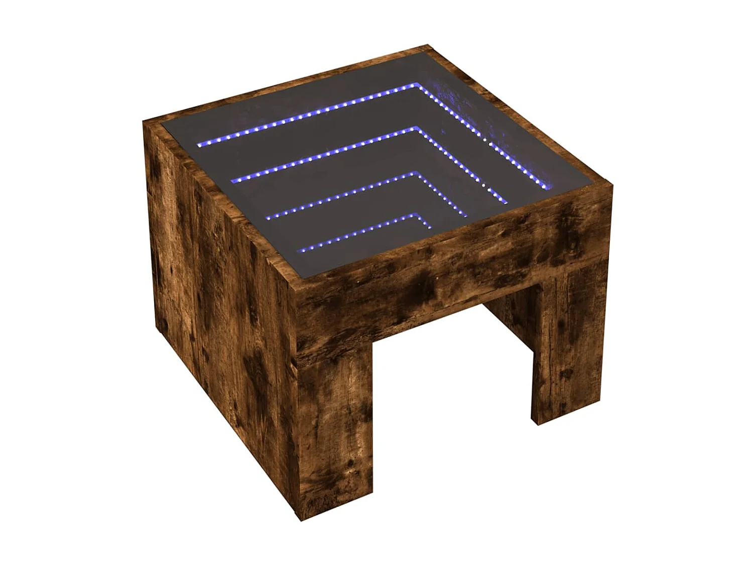Table basse avec LED infini chêne fumé 40x40x30 cm