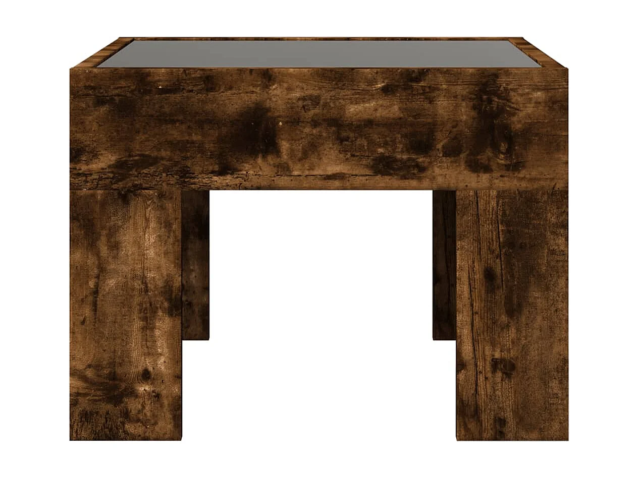 Table basse avec LED infini chêne fumé 40x40x30 cm