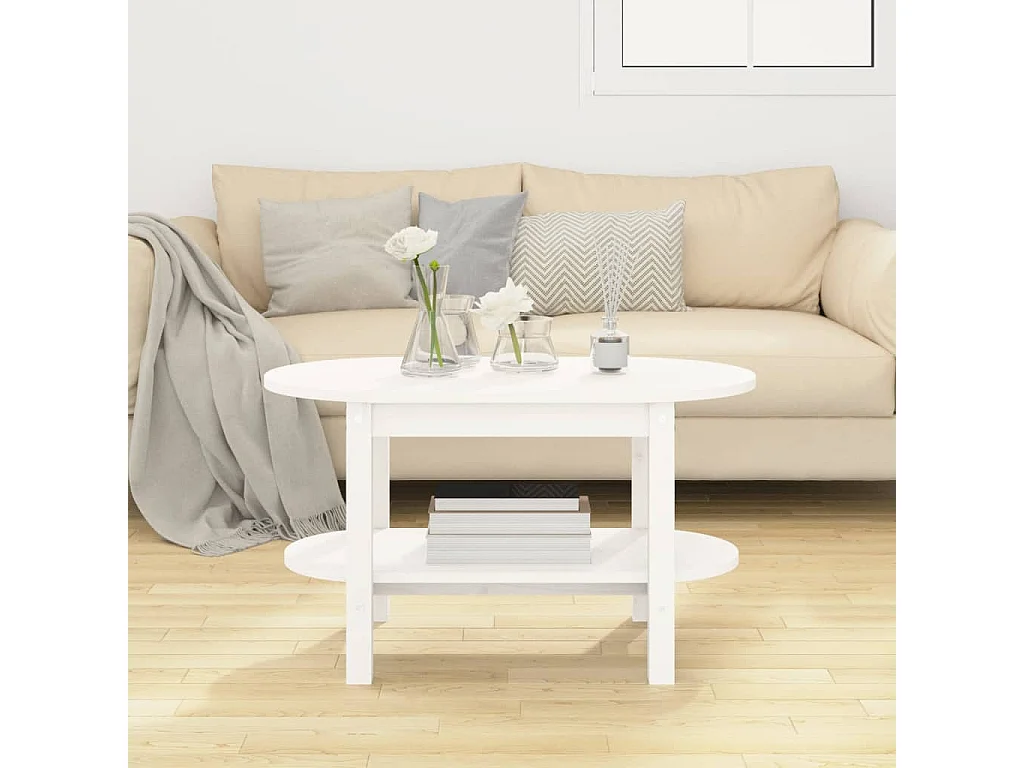 Table basse Blanc 80x45x45 cm Bois massif de pin