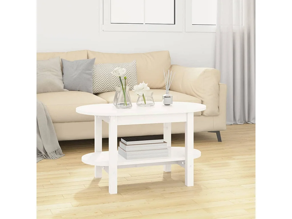 Table basse Blanc 80x45x45 cm Bois massif de pin