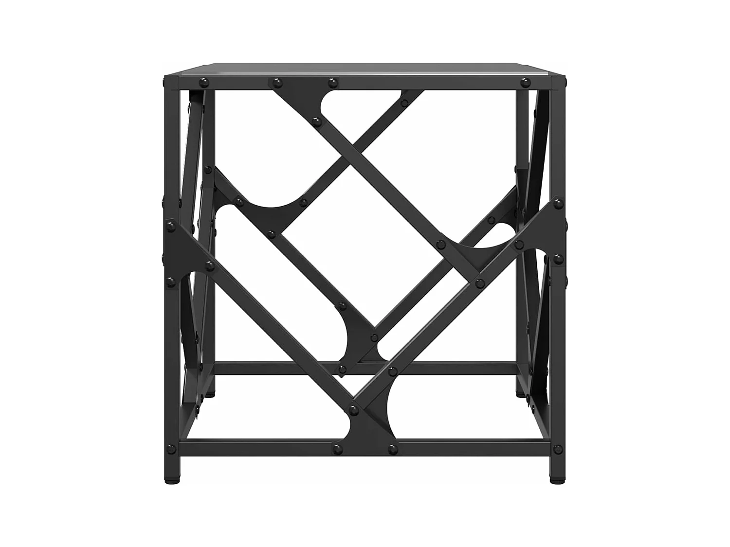 Salontafel met zwart glazen blad 40x40x41 cm staal