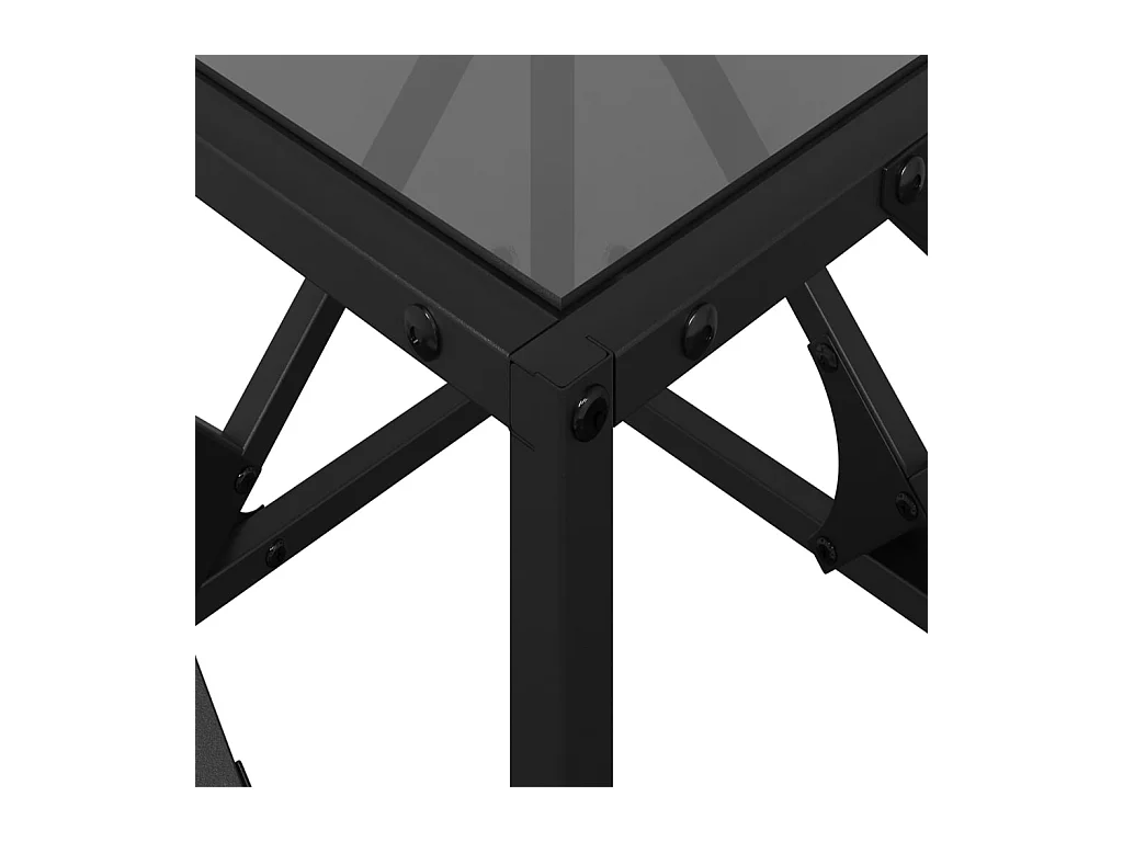 Salontafel met zwart glazen blad 40x40x41 cm staal