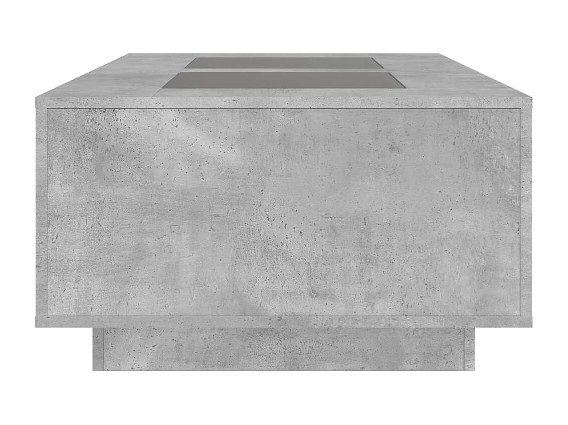 Table basse avec LED infini gris béton 116x69x40 cm