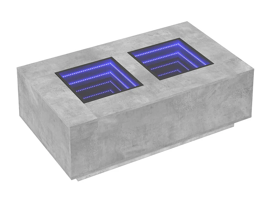 Table basse avec LED infini gris béton 116x69x40 cm