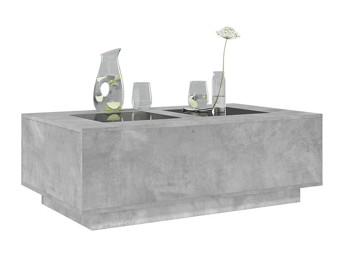 Table basse avec LED infini gris béton 116x69x40 cm