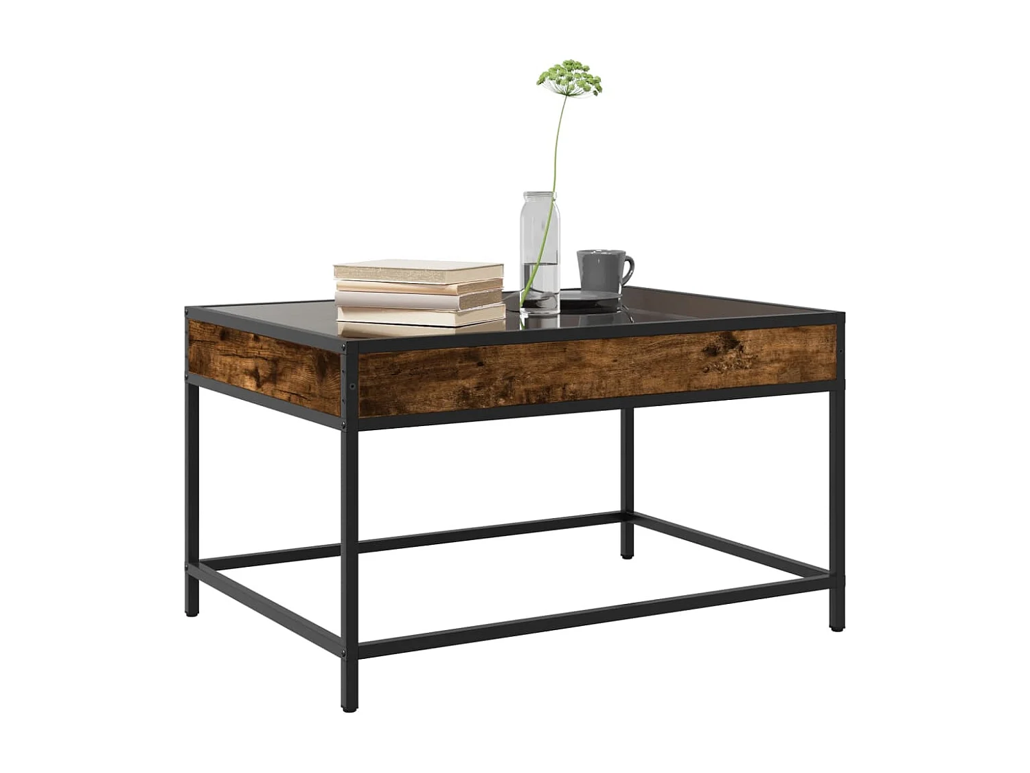 Table basse avec LED infini chêne fumé 70x50x41 cm