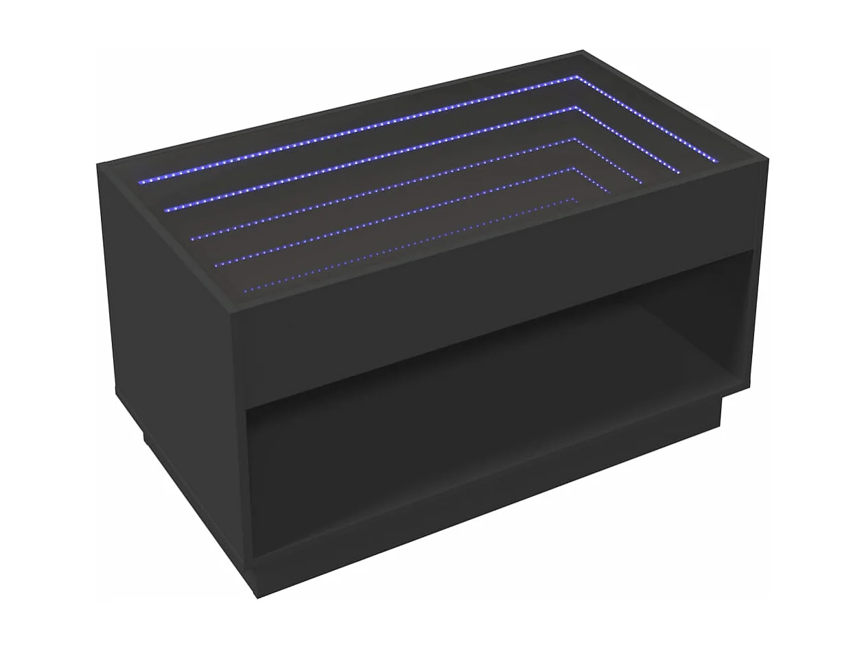Table basse avec LED infini noir 90x50x50 cm