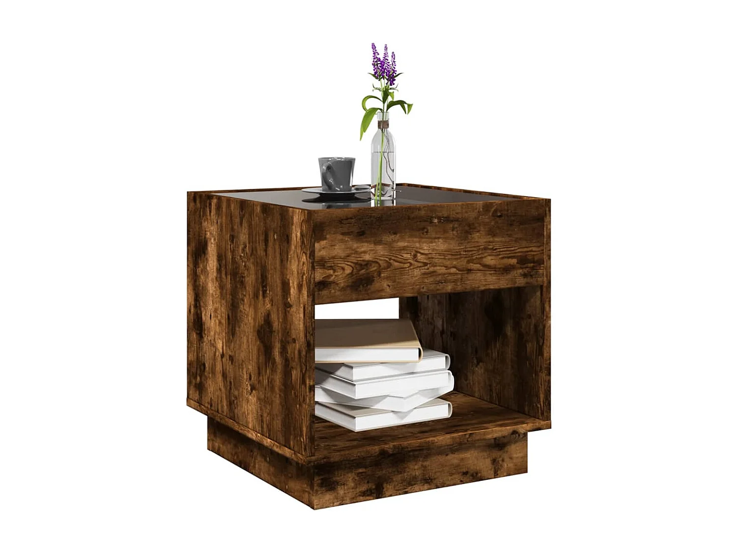 Table basse avec LED Infinity chêne fumé 50x50x50 cm