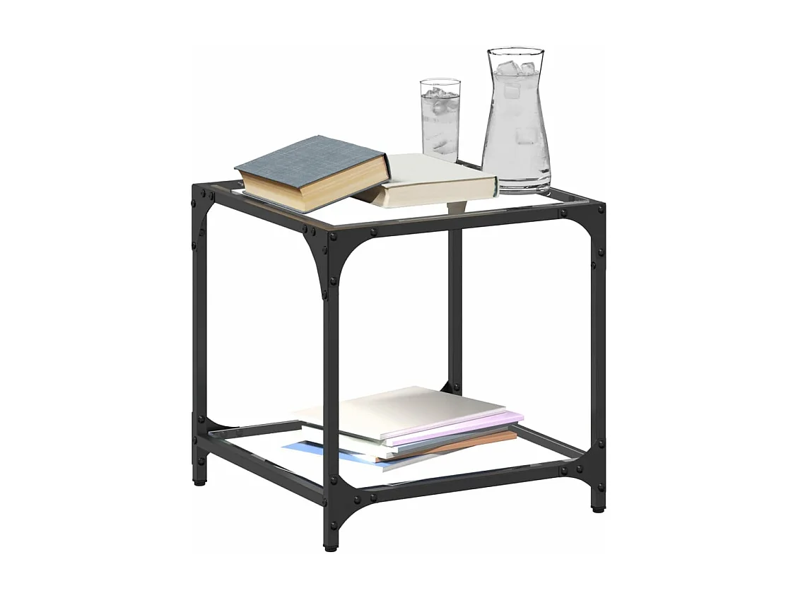 Tables basses avec dessus en verre transparent 2 pièces acier