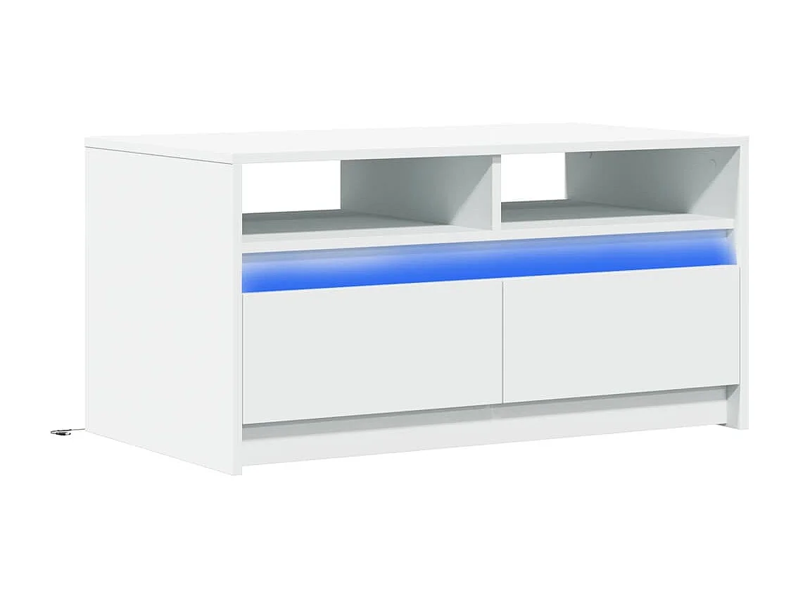 Mesa de centro com luzes LED derivados de madeira branco