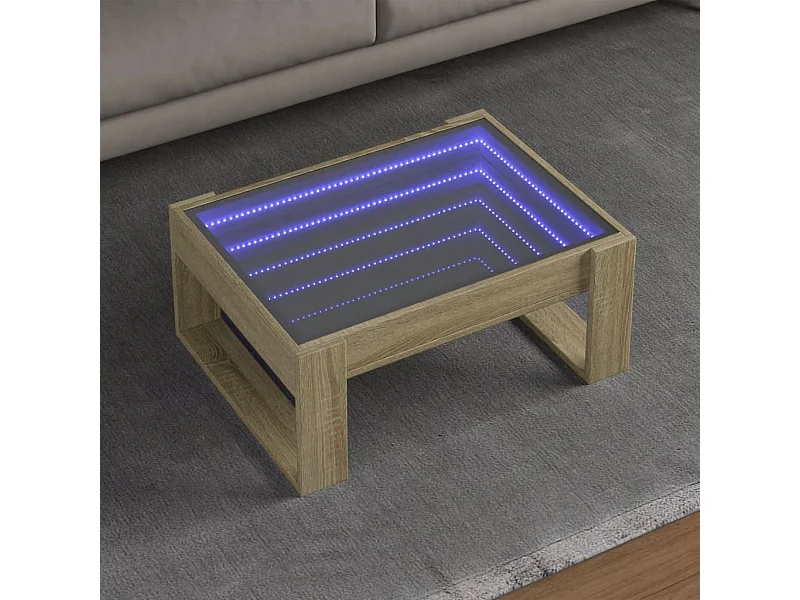 Mesa de centro luzes LED Infinity 70x53x30 cm carvalho sonoma