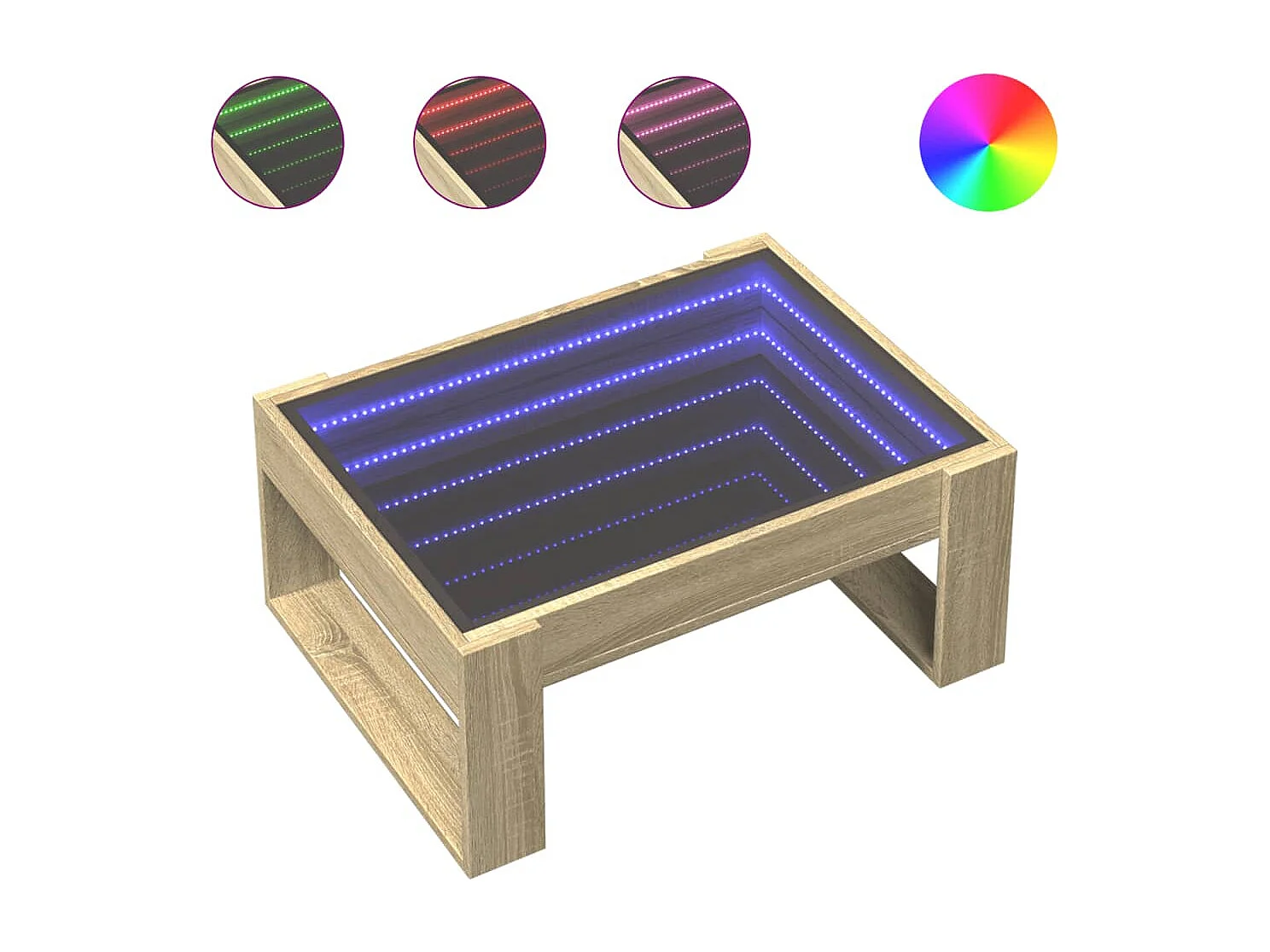 Table basse avec LED infini chêne sonoma 70x53x30 cm