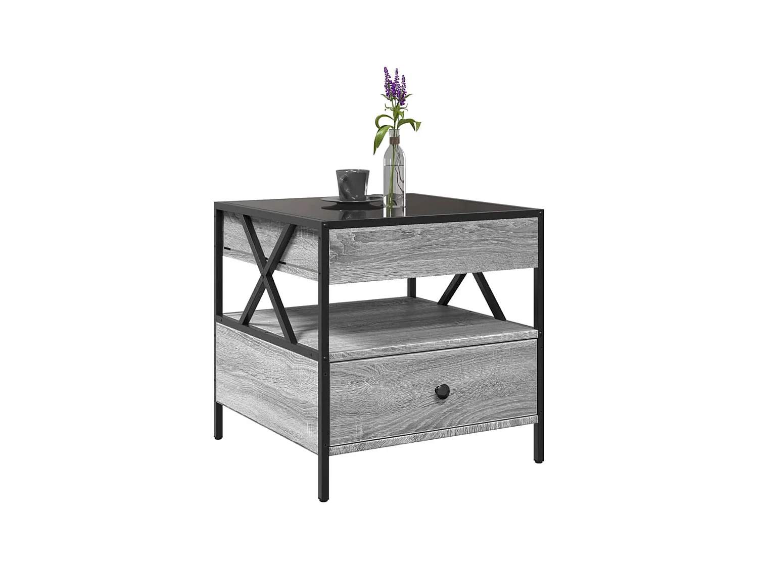 Table basse avec LED Infinity sonoma gris 50x50x51 cm