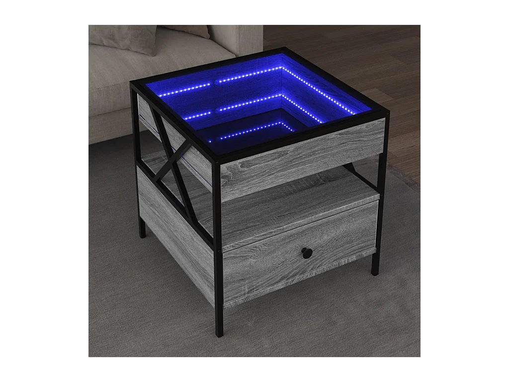Table basse avec LED Infinity sonoma gris 50x50x51 cm