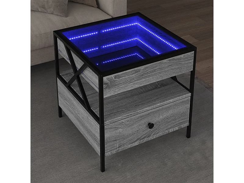 Table basse avec LED Infinity sonoma gris 50x50x51 cm