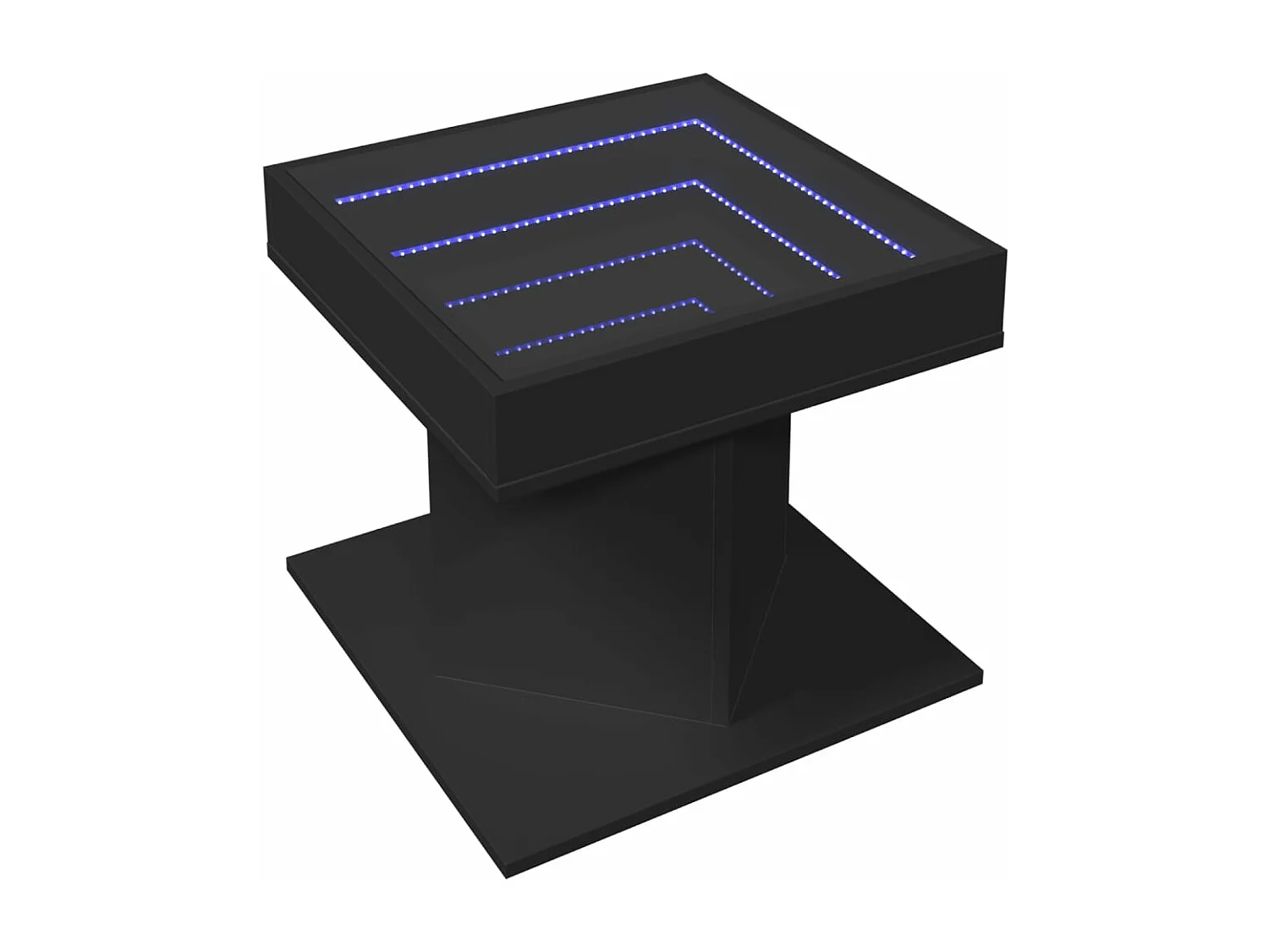 Salontafel met LED 50x50x45 cm bewerkt hout zwart