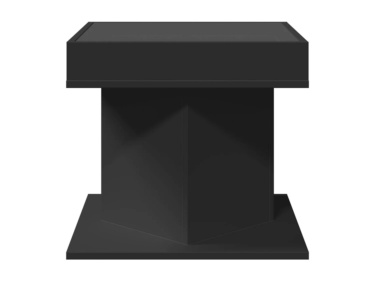 Salontafel met LED 50x50x45 cm bewerkt hout zwart