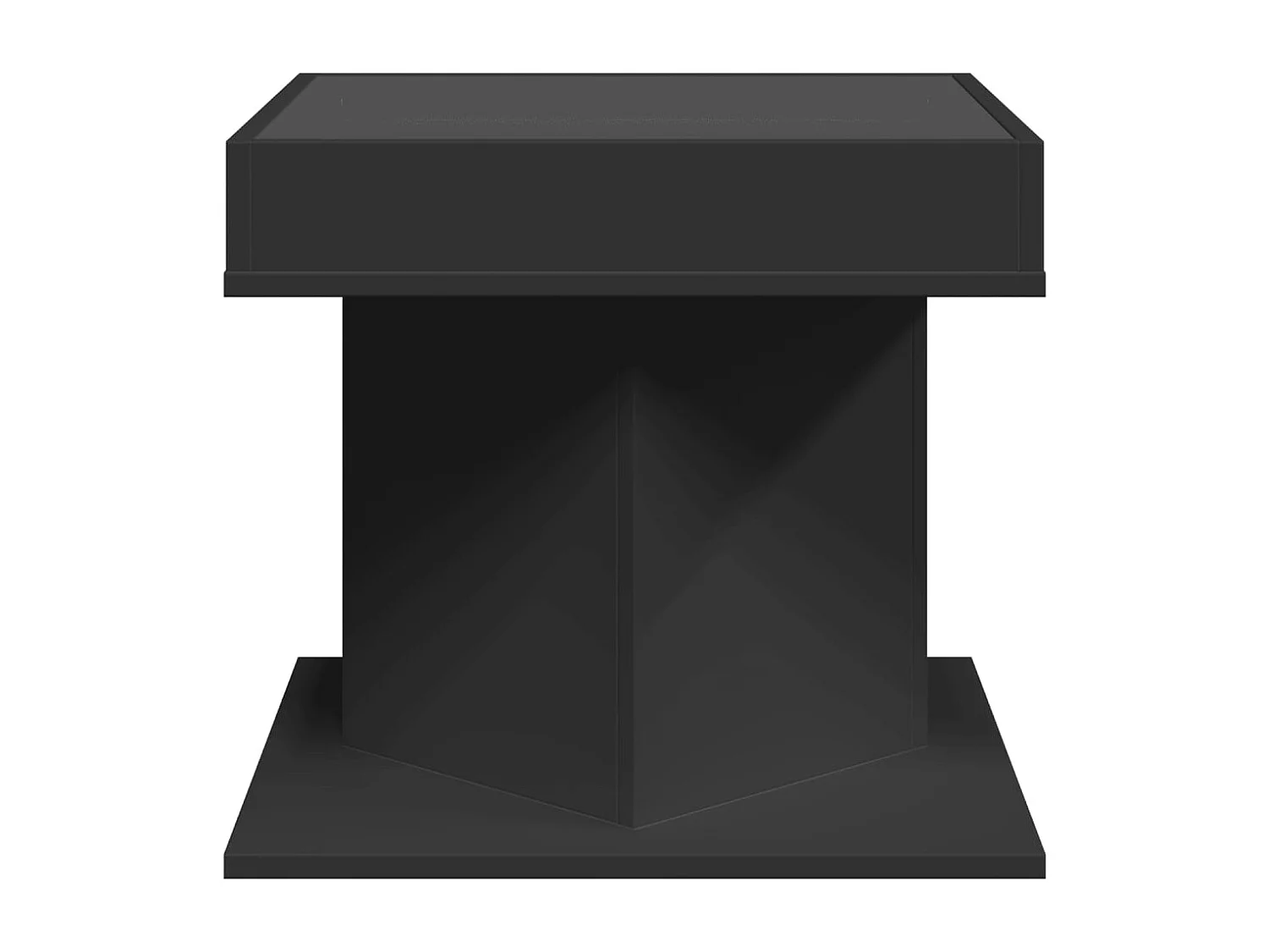 Salontafel met LED 50x50x45 cm bewerkt hout zwart