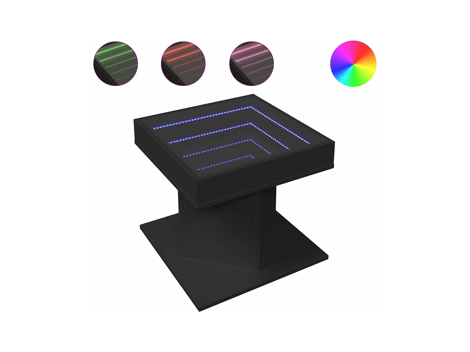 Table basse avec LED noir 50x50x45 cm bois d'ingénierie