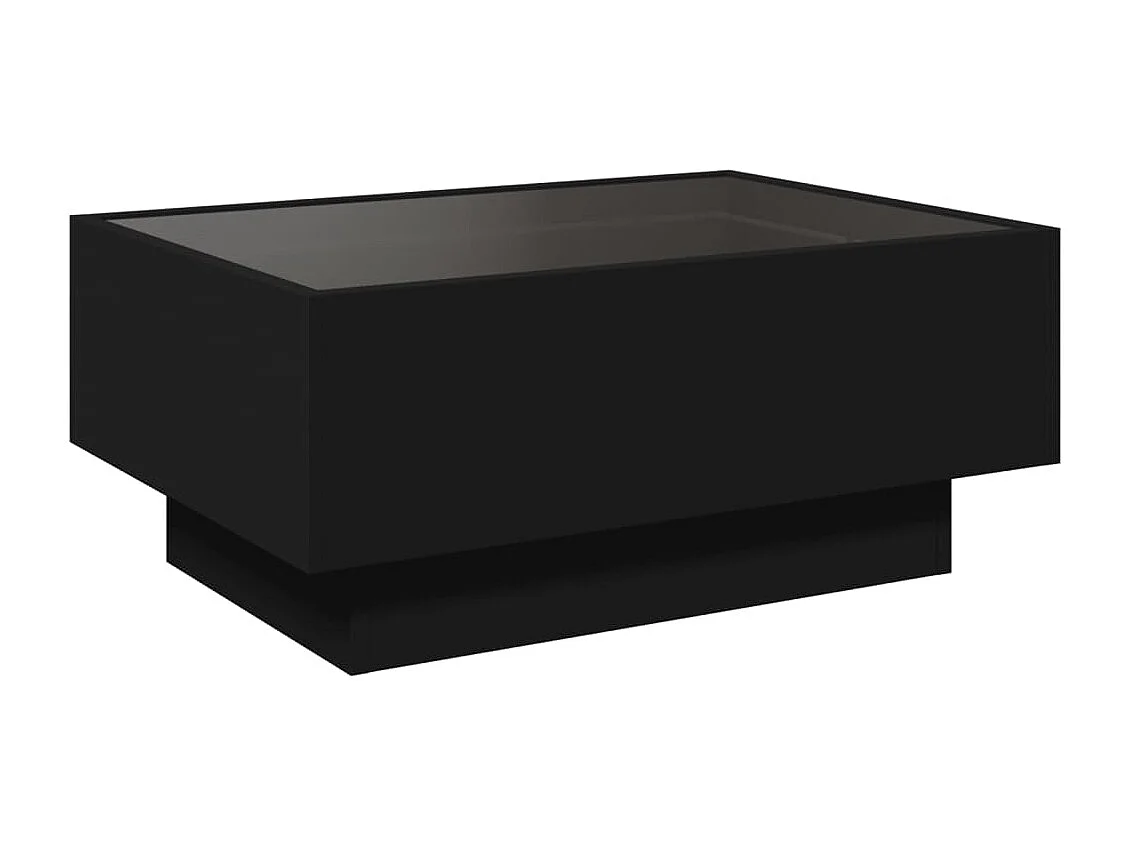 Table basse avec LED noir 70x50x30 cm bois d'ingénierie