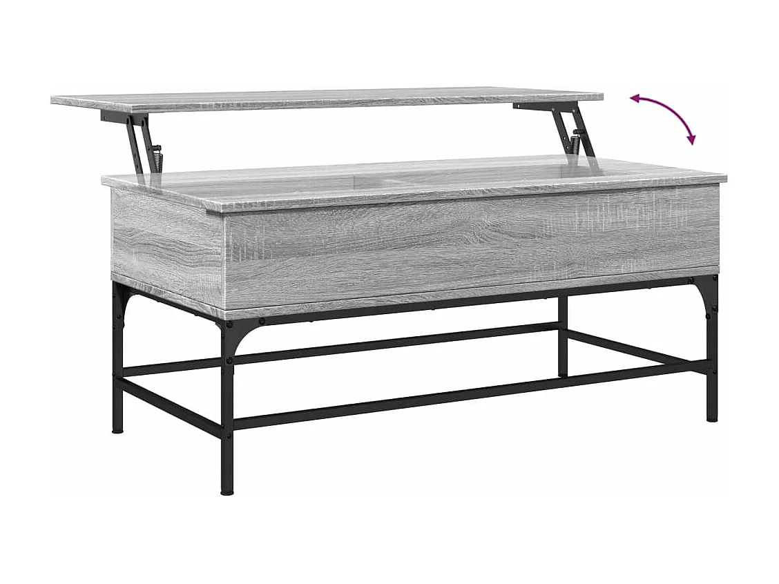 Table basse sonoma gris 100x50x45 cm bois d'ingénierie et métal