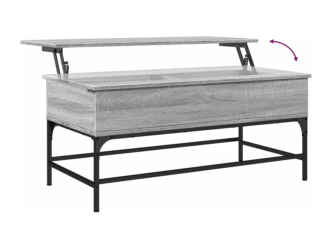 Table basse sonoma gris 100x50x45 cm bois d'ingénierie et métal